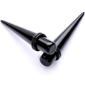 BodyCandy Lightweight Black Acrylic Straight Taper Set 10mm to 25mm — main product shot