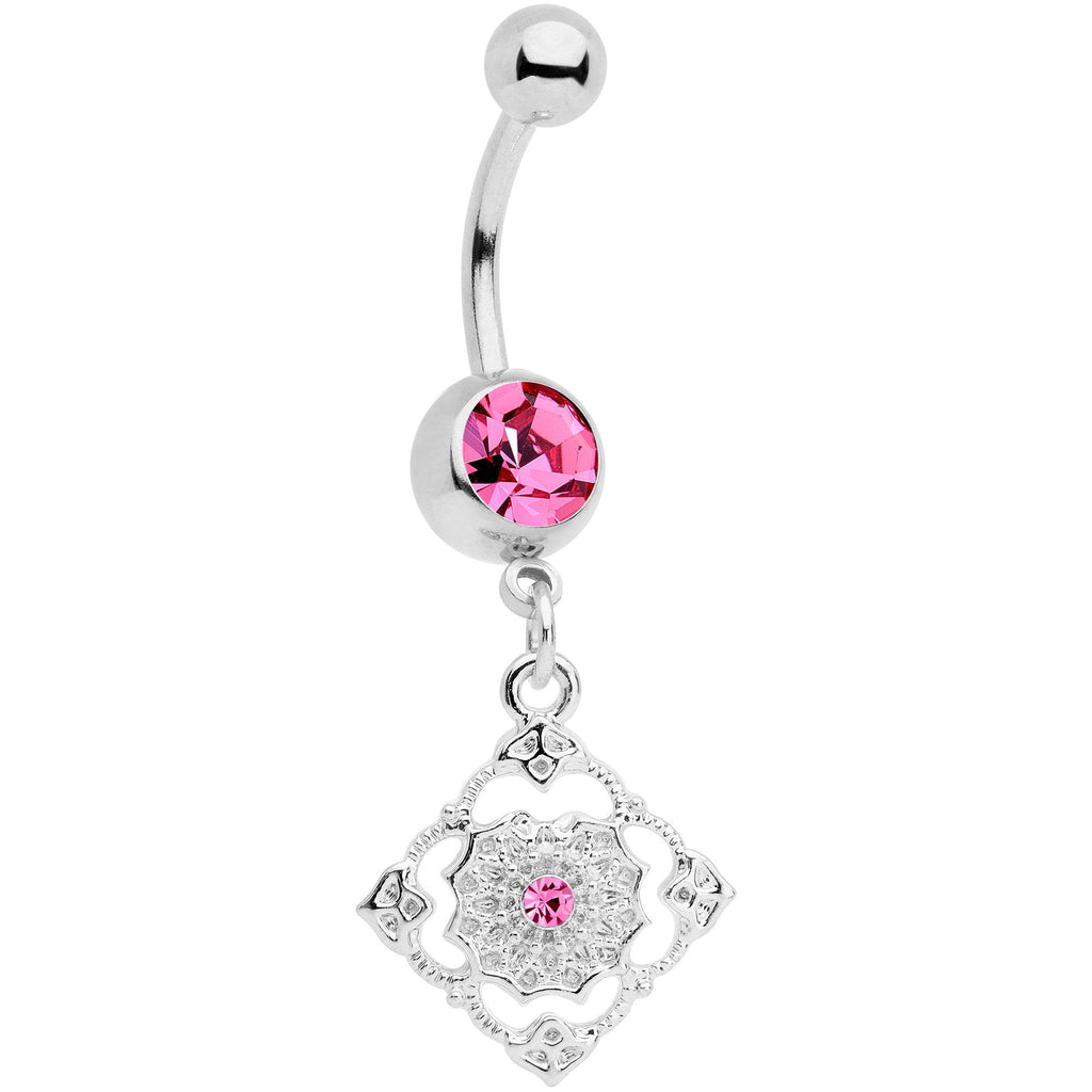 BodyCandy Pink Gem Art Deco Antique Style Elegance Dangle Belly Ring — main product shot