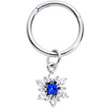 BodyCandy 16G 3/8 Blue Clear Snowflake Hinged Dangle Segment Ring — main product shot