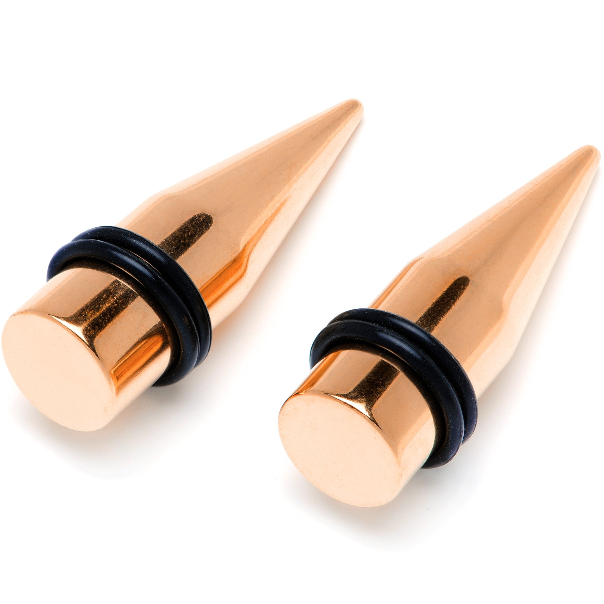 BodyCandy Rose Gold Tone PVD Straight Plug and Taper Set Sizes 5mm to 10mm — detail and construction