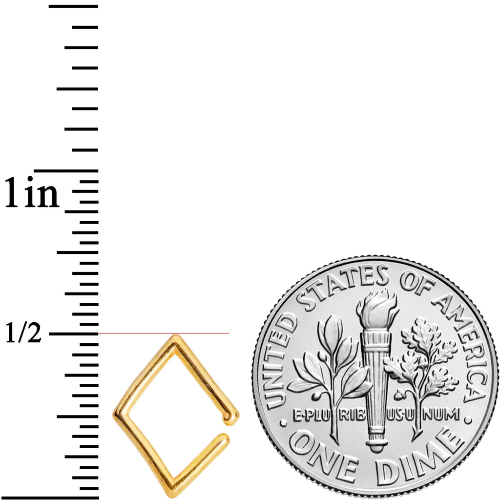 BodyCandy 16G 3/8 Gold Tone Rhombus Closure Ring — detail and construction