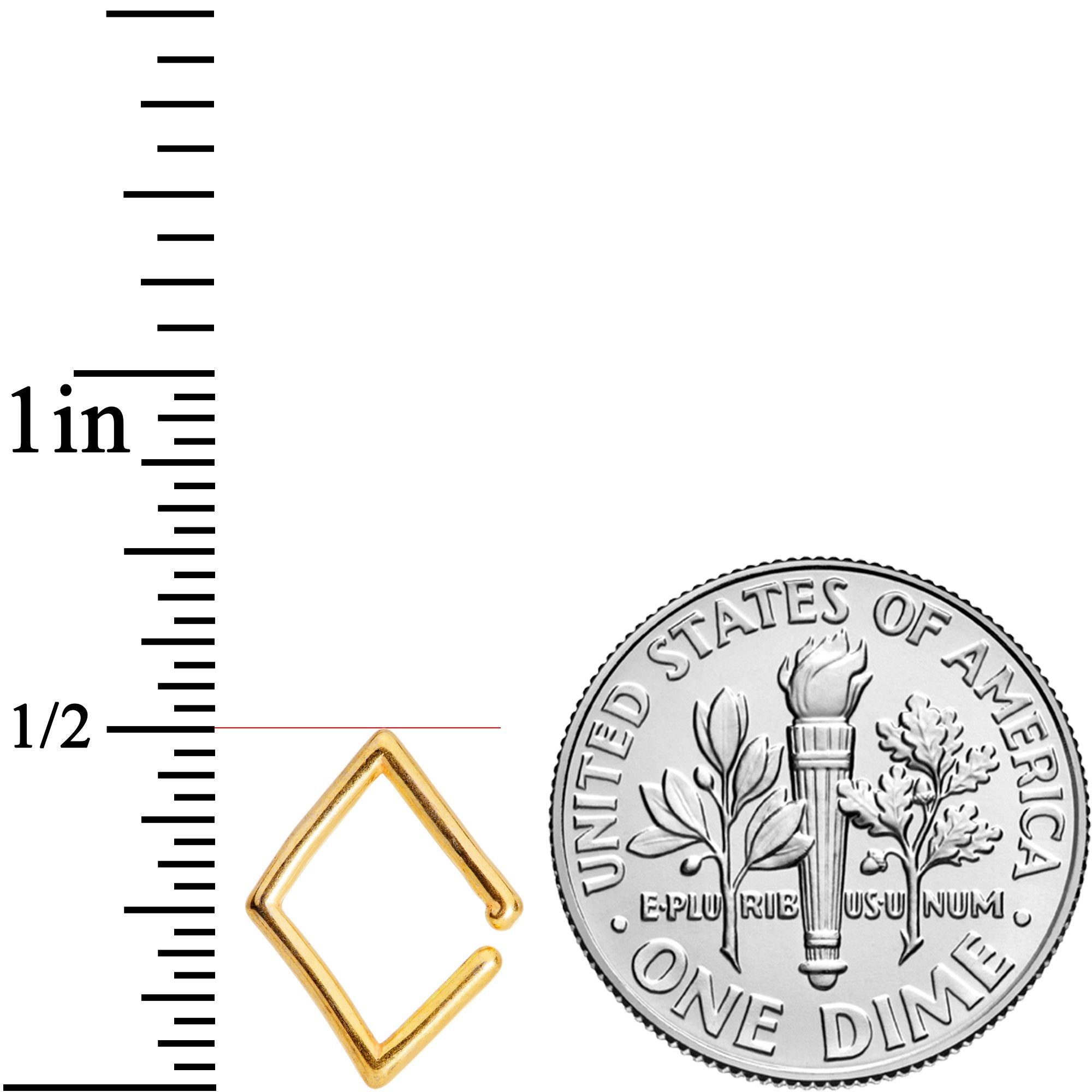 BodyCandy 16G 3/8 Gold Tone Rhombus Closure Ring — detail and construction