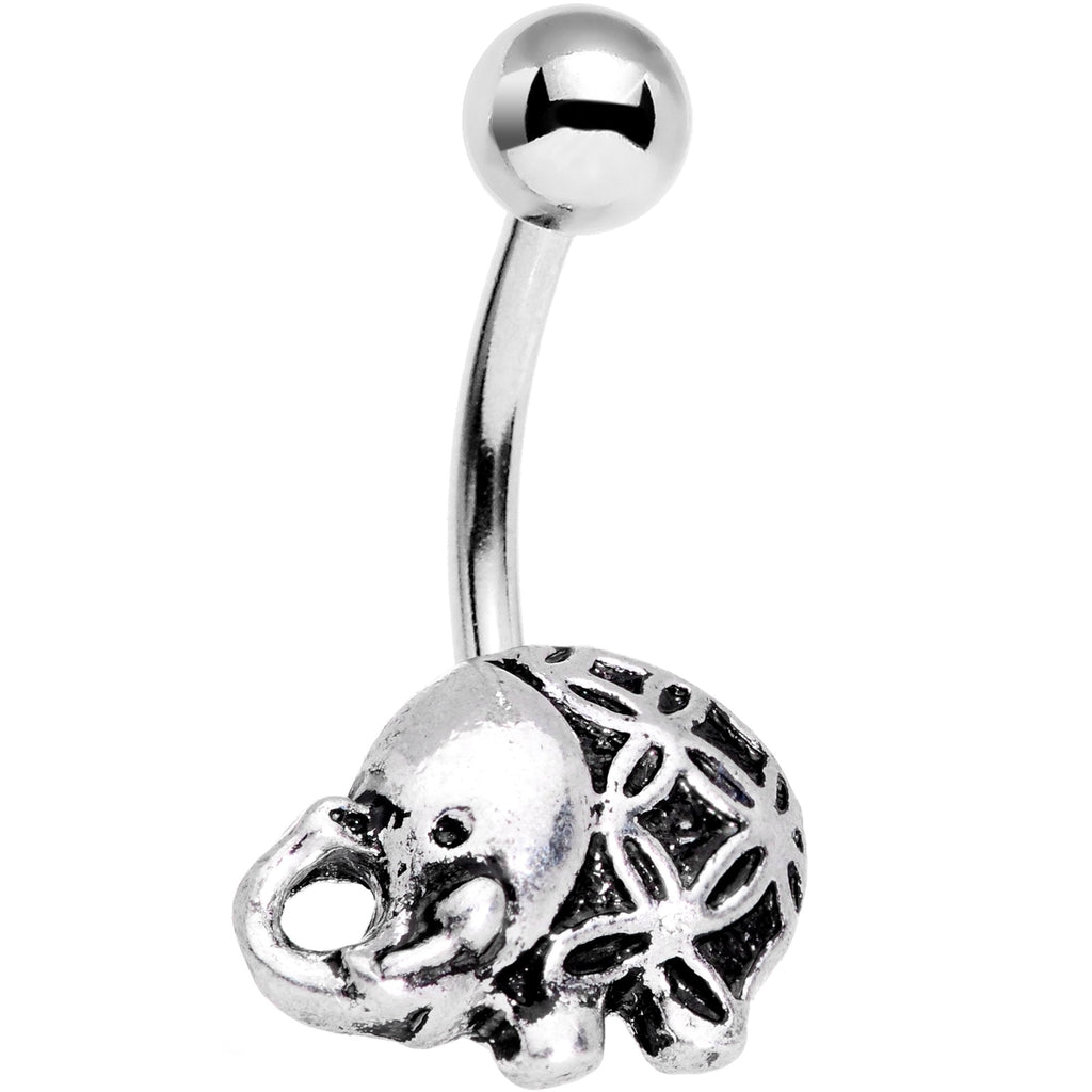 BodyCandy Whimsical Round Antique Elephant Belly Ring — main product shot