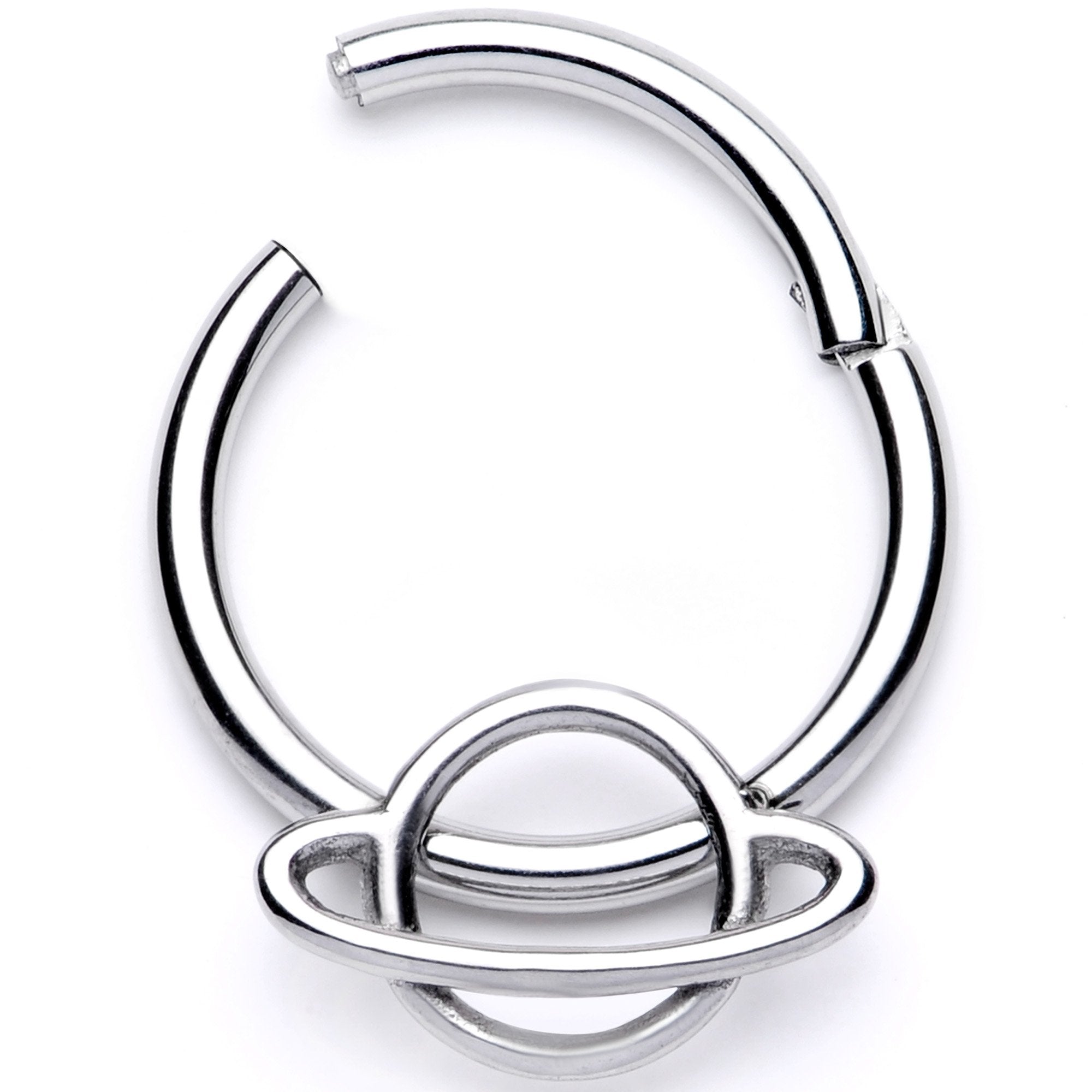 BodyCandy 16G 3/8 Super Stellar Planet Saturn Hinged Segment Ring — detail and construction