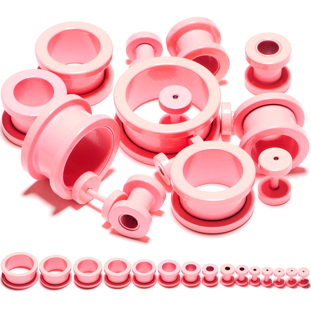 BodyCandy Sweet Pastel Pink Screw Fit Tunnel Plug Set 16G to 19mm — packaging or label
