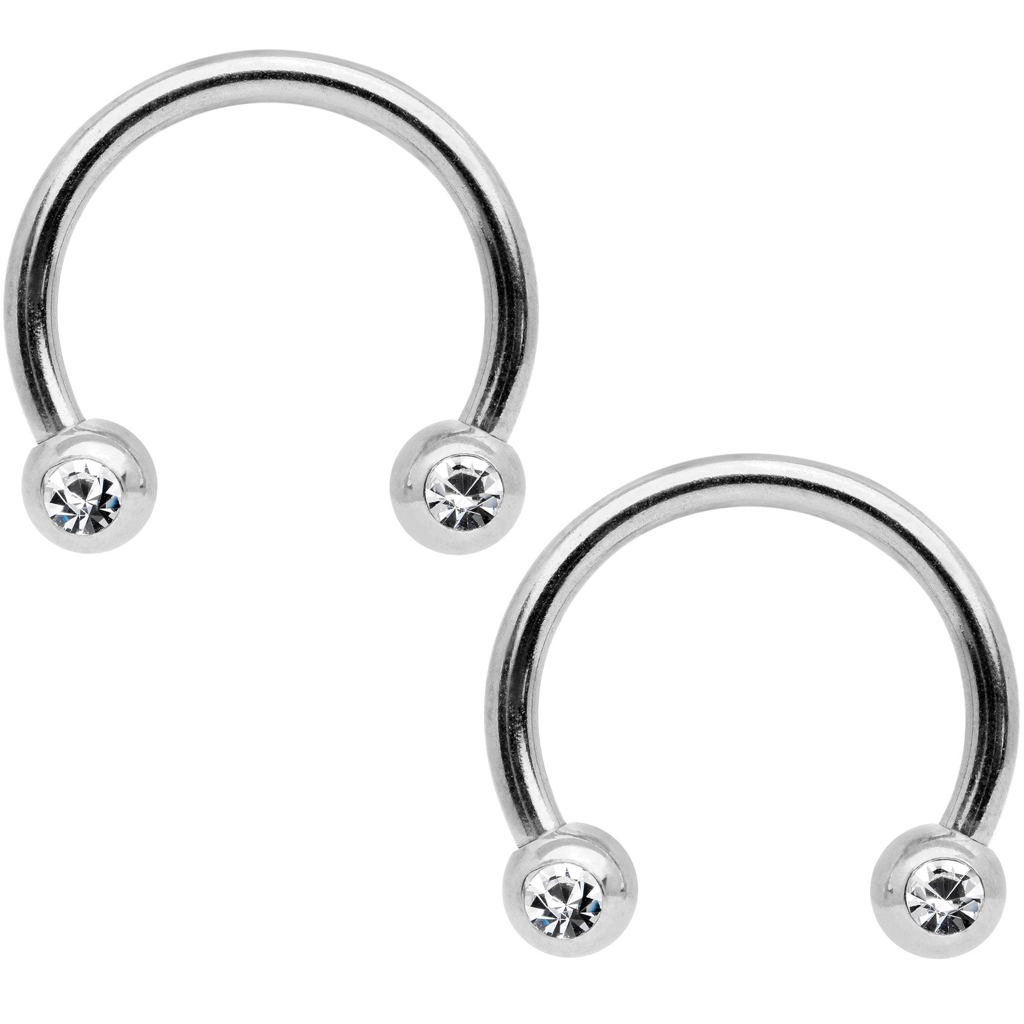BodyCandy 14G 9/16 Clear Gem Sun Moon Horseshoe Barbell Nipple Ring Set — lifestyle context