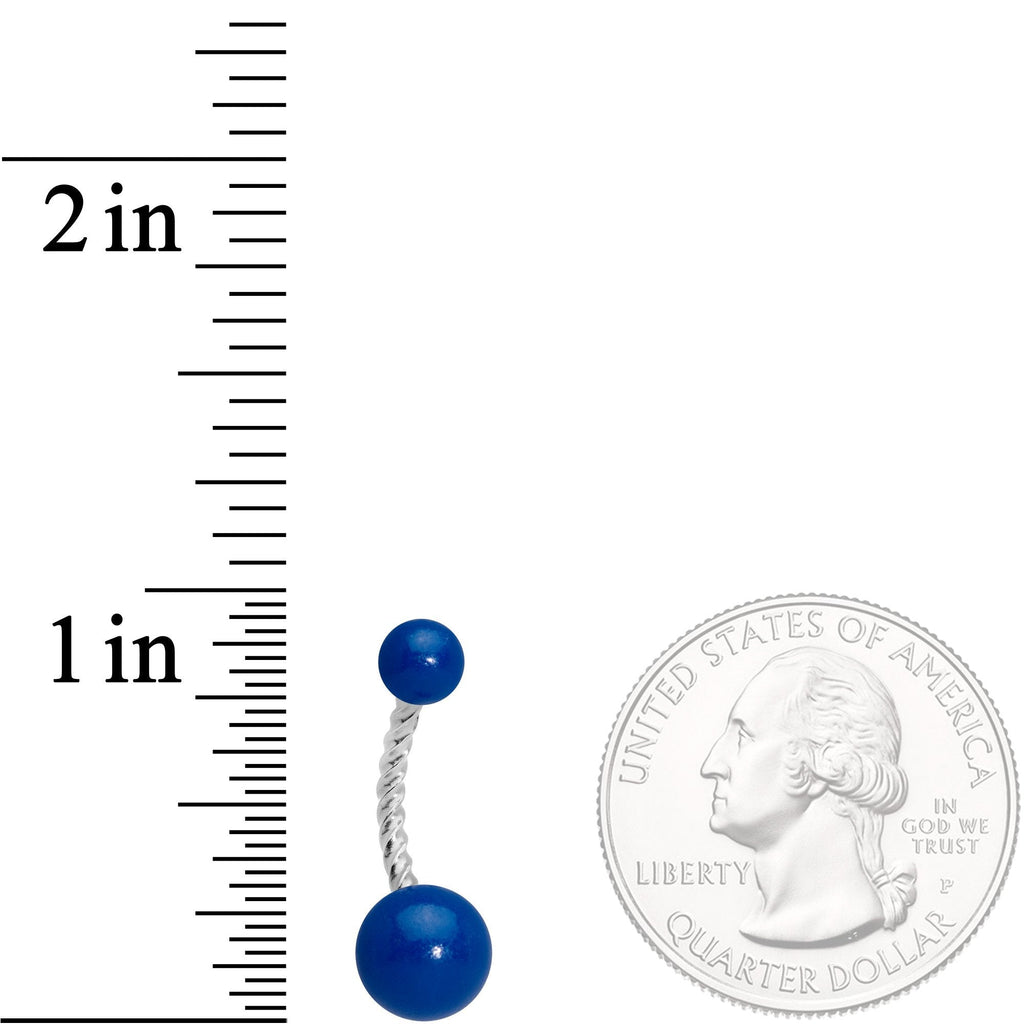 BodyCandy Blue Glow in the Dark Totally Twisted Belly Ring — detail and construction