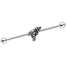 14G Aurora Gem Mystery Ray Gun Industrial Barbell 38mm