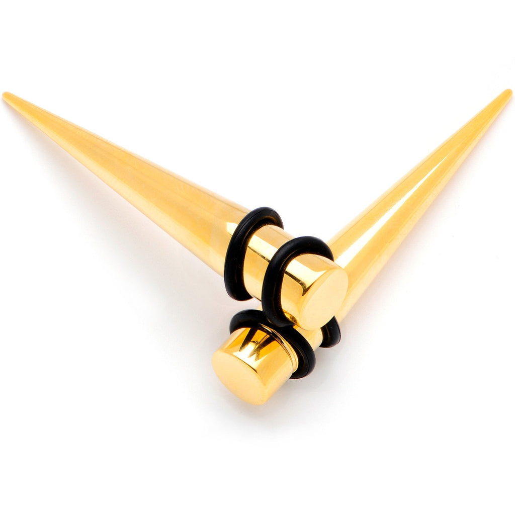 BodyCandy Gold Tone Anodized Straight Taper Set Available in Sizes  12G to 00G — main product shot