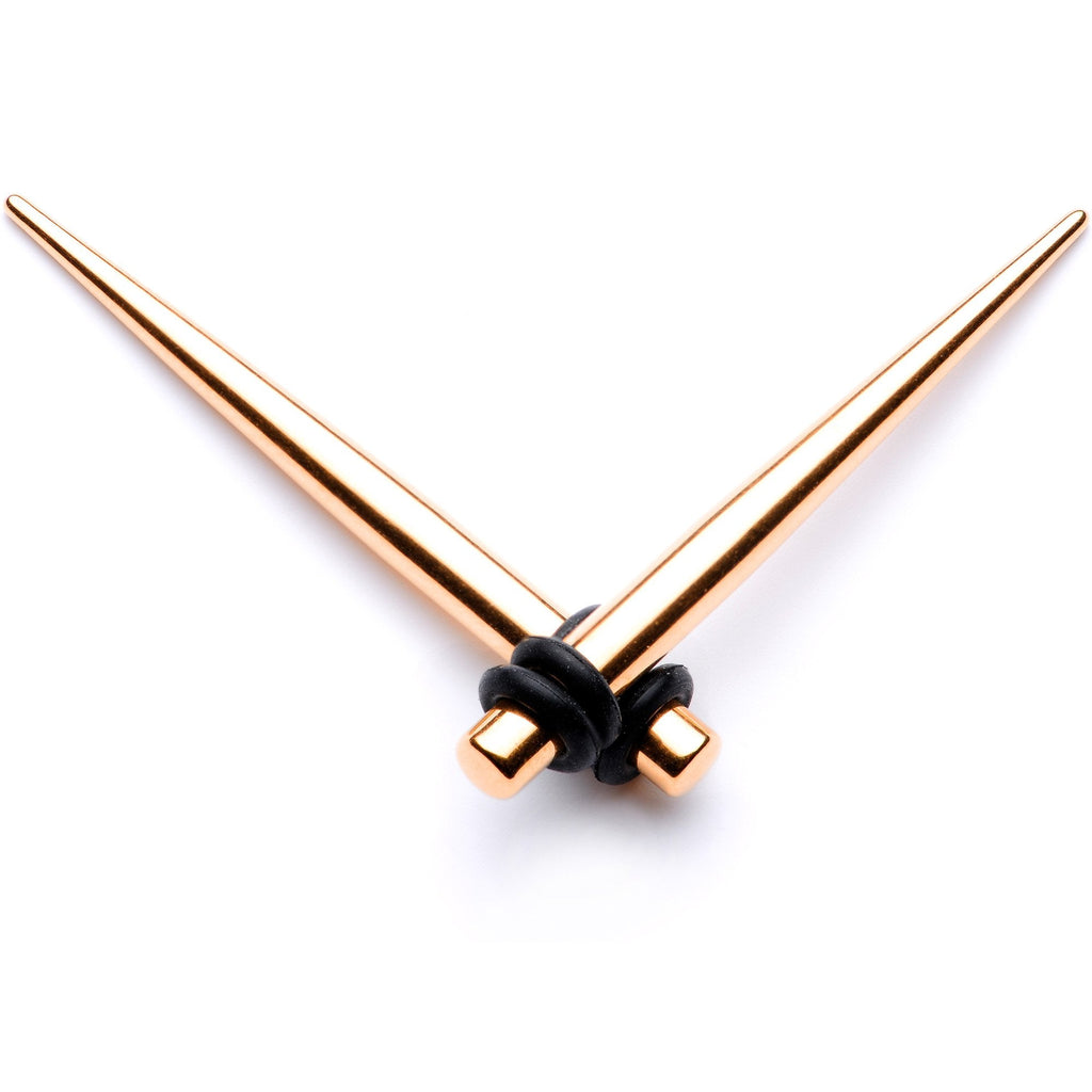 BodyCandy Rose Gold Tone Anodized Straight Taper Set Available in Sizes  14G to 00G — color variant