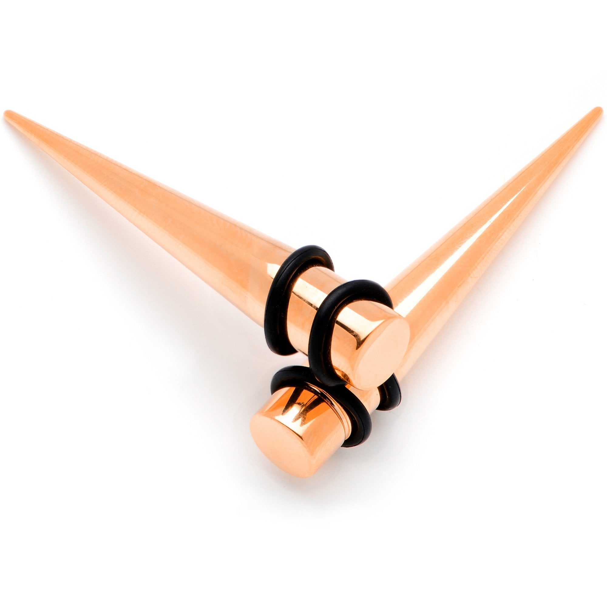 BodyCandy Rose Gold Tone Anodized Straight Taper Set Available in Sizes  14G to 00G — main product shot