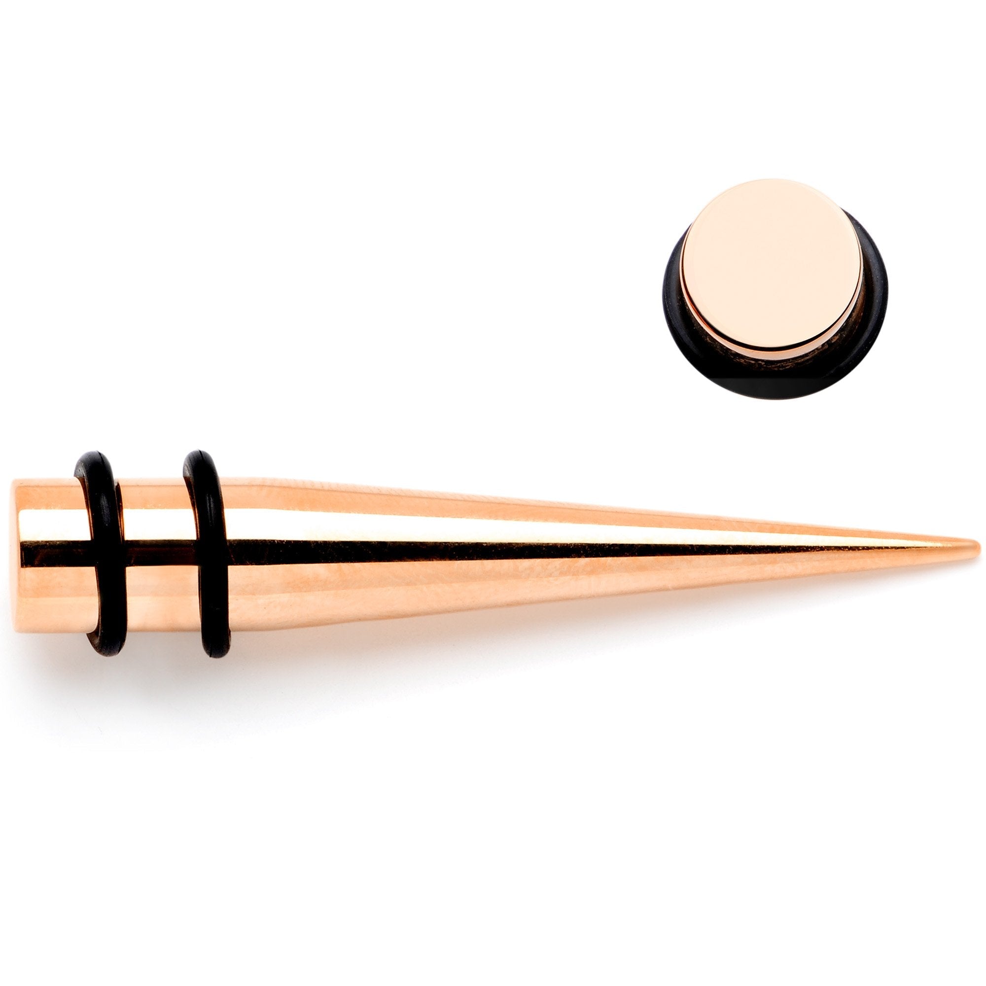BodyCandy Rose Gold Tone Anodized Straight Taper Set Available in Sizes  14G to 00G — lifestyle context