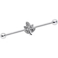BodyCandy 14G Clear Gem Maple Leaf Industrial Barbell 38mm — main product shot