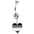BodyCandy Clear Gem Black Grey White Purple Asexual Pride Heart Belly Ring — main product shot