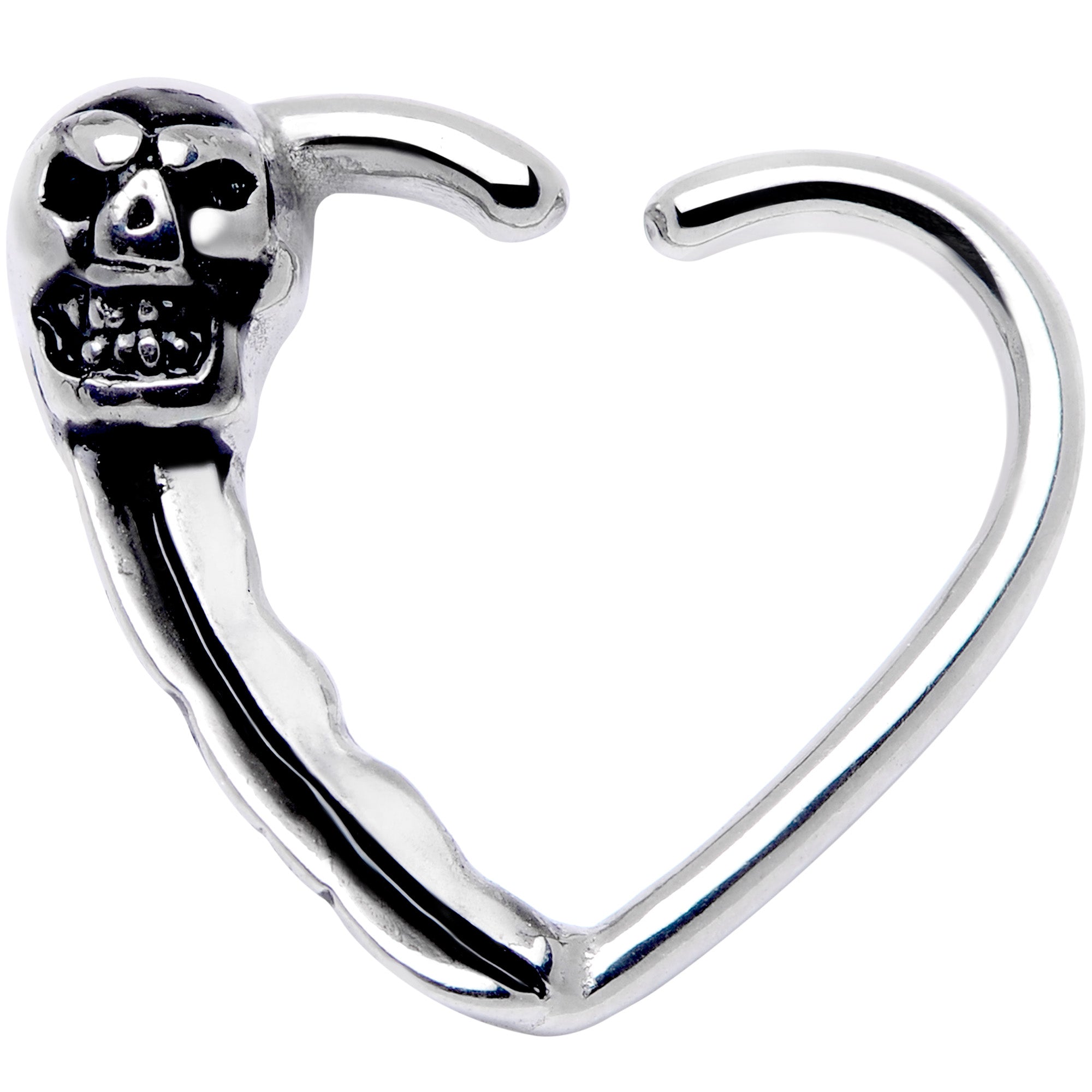 BodyCandy 16G 3/8 Halloween Skull Valentine Heart Right Ear Closure Ring — main product shot