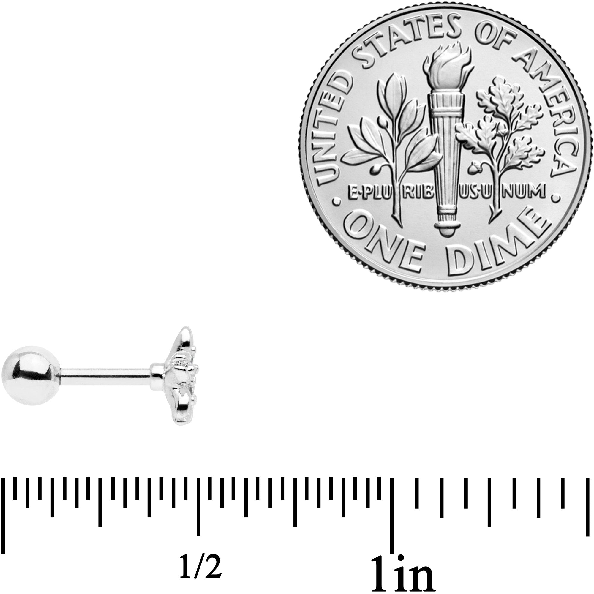 BodyCandy 16G 1/4 CGem Center Flower Cartilage Tragus Earring — side view
