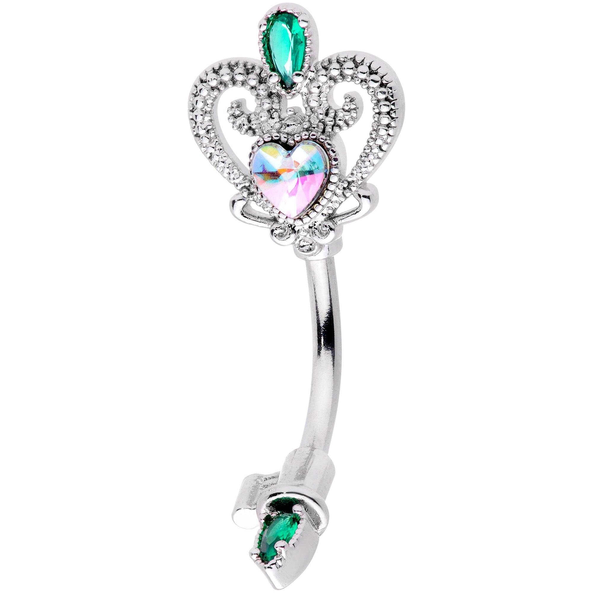 BodyCandy Green Aurora Gem Queens Key Double Mount Belly Ring — main product shot