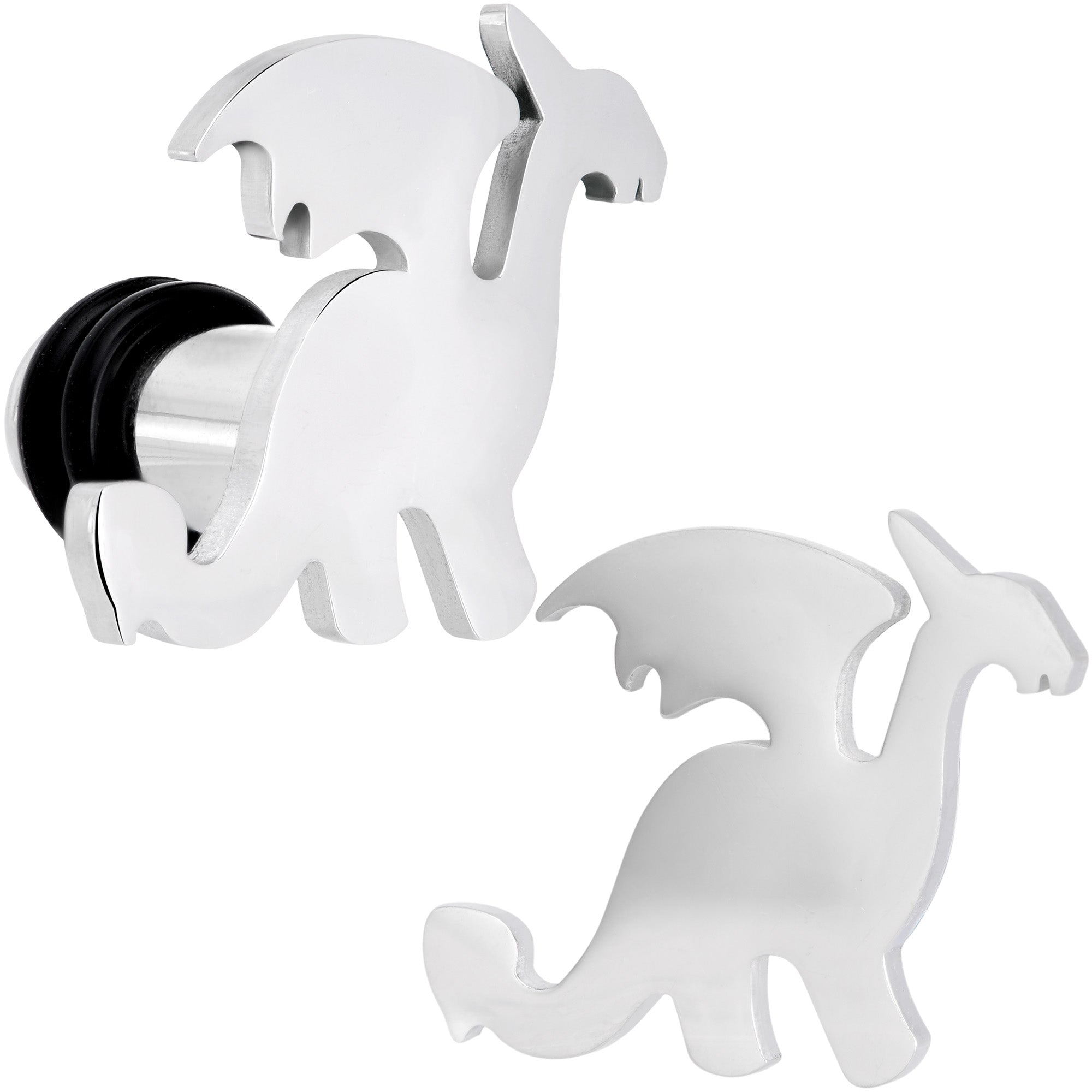 BodyCandy Steel Fantasy Dragon Single Flare Plug Set 14G to 2G — fabric or material detail