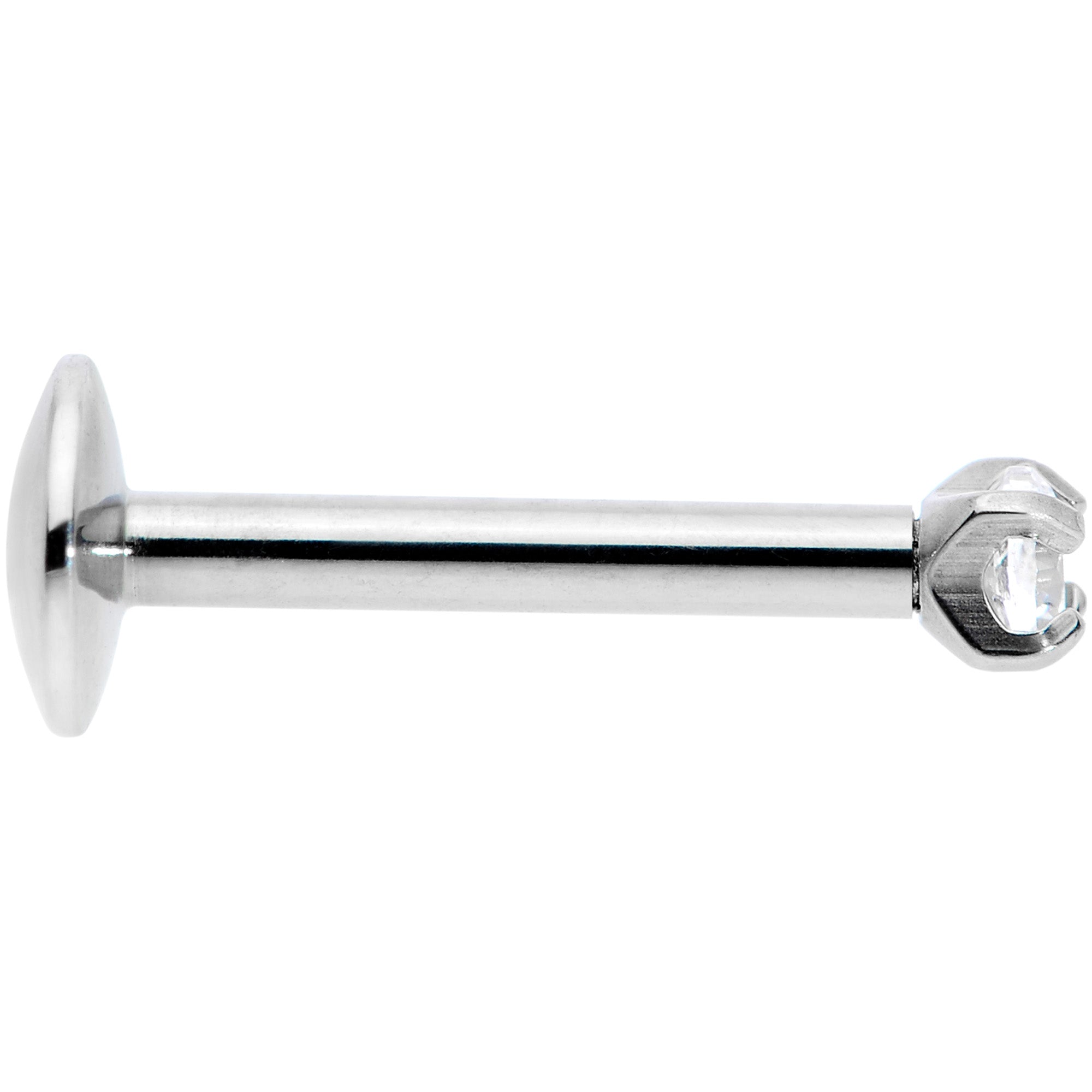 BodyCandy 16G 5/16 2mm CZ G23 Titanium Internally Threaded Labret — detail close-up