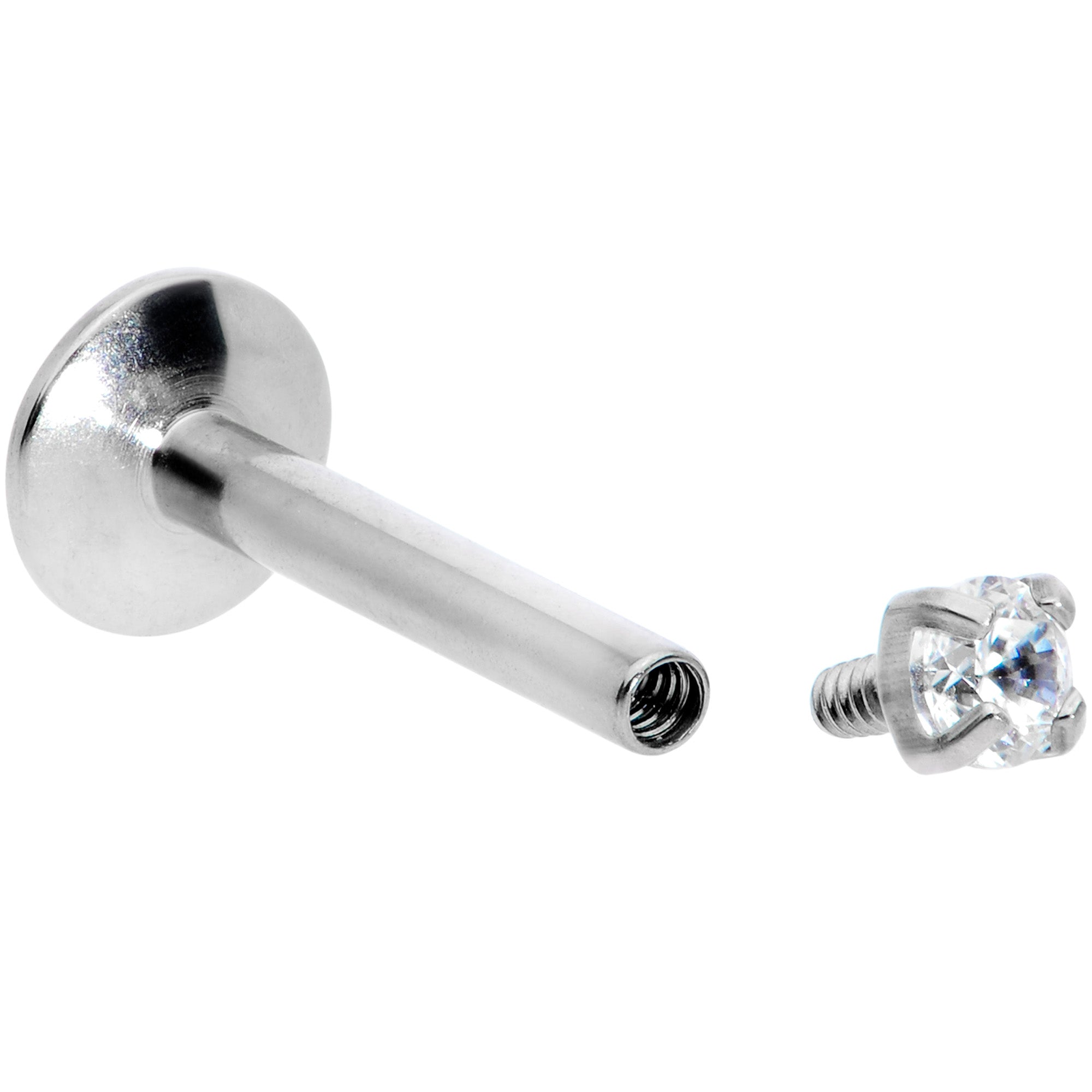 BodyCandy 16G 5/16 2mm CZ G23 Titanium Internally Threaded Labret — lifestyle context