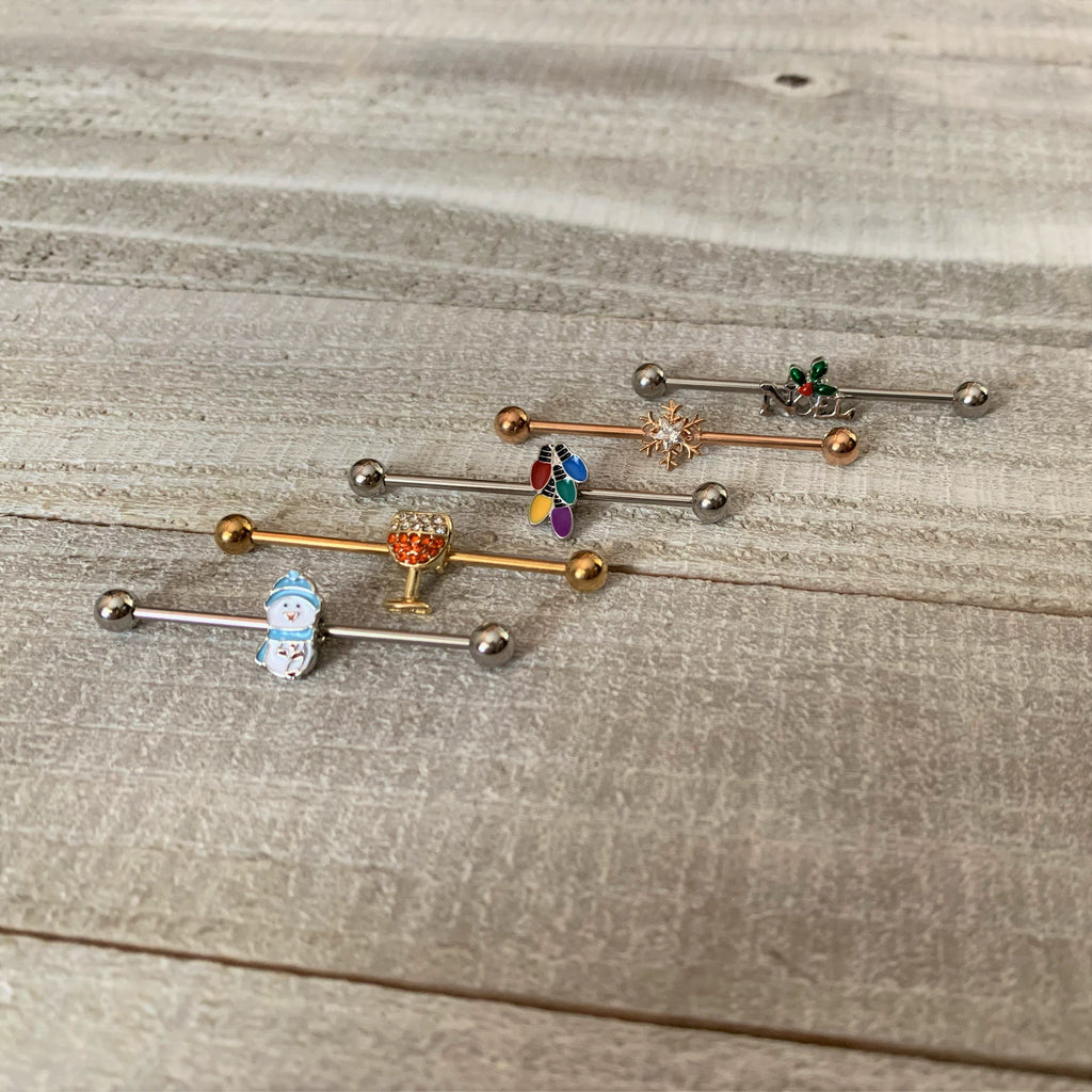 BodyCandy Orange Gem Gold Tone Holiday Wine Halloween Industrial Barbell 38mm — lifestyle context