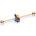 BodyCandy 14G Gold Tone Christmas Lights Industrial Barbell 38mm — main product shot