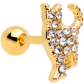 16G 1/4 Clear Gem Gold Tone Glamourpuss Cat Cartilage Earring