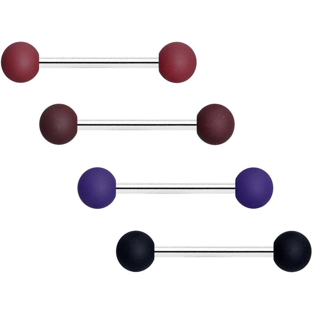 BodyCandy Black Blue Brown Matte Barbell Tongue Ring Set of 4 — main product shot