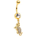 BodyCandy Clear Aqua Gem Gold Tone Mouse Dangle Belly Ring — main product shot
