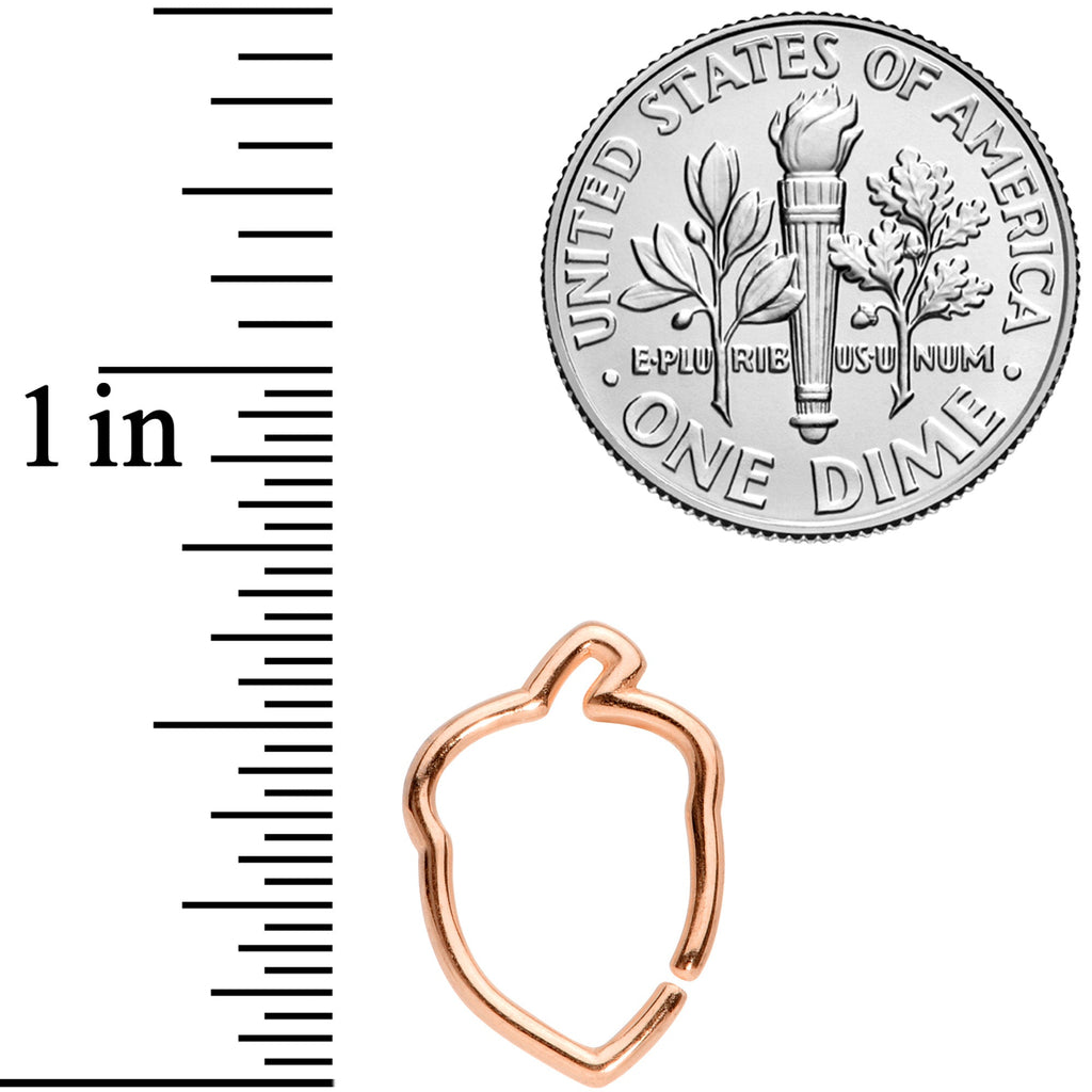 BodyCandy 16G 3/8 Rose Gold Tone Autumn Acorn Closure Ring — alternative angle