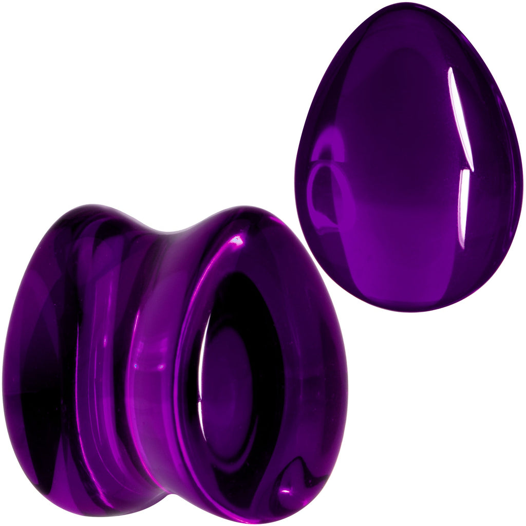 BodyCandy Solid Purple Glass Teardrop Plug Set — alternative angle