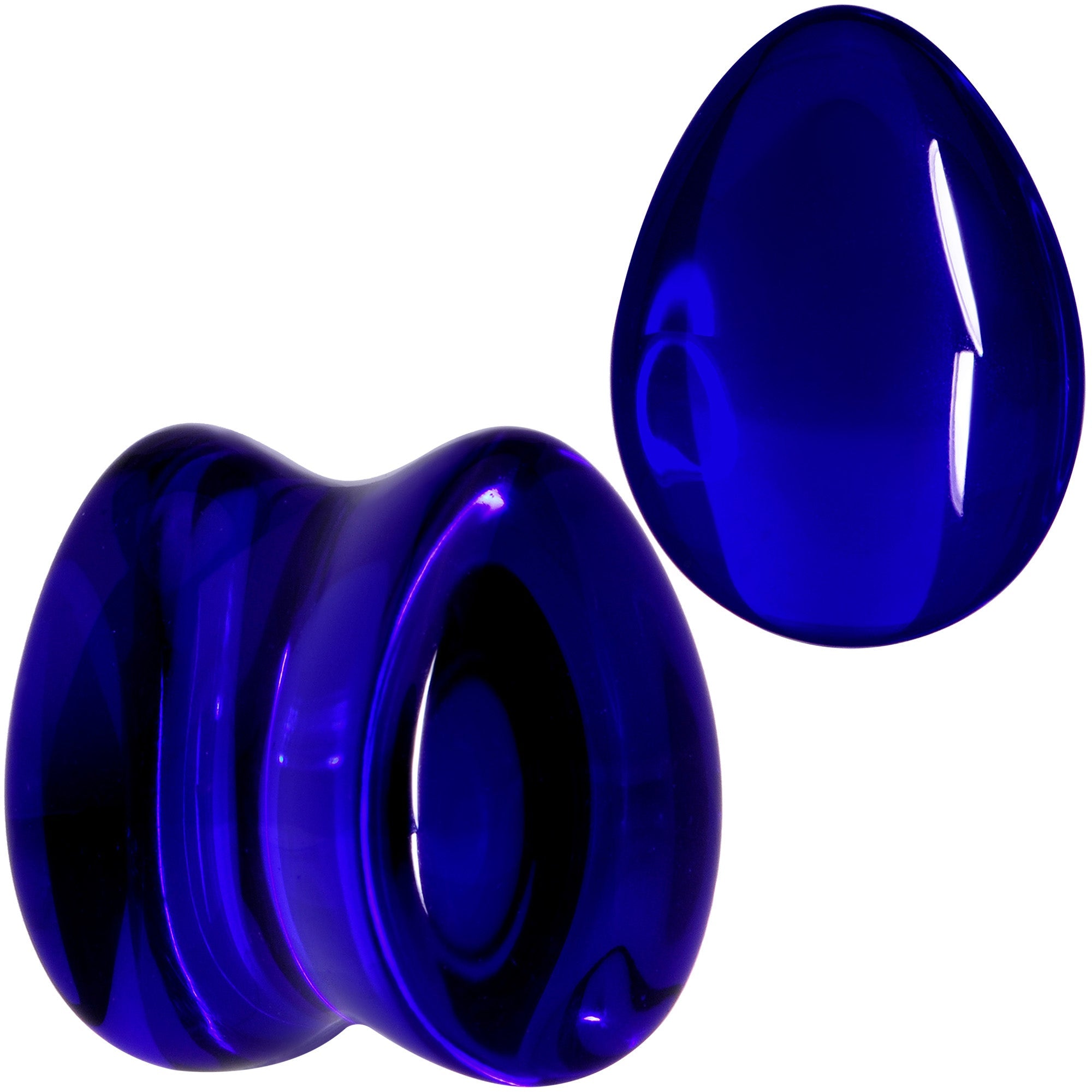 BodyCandy Solid Blue Glass Teardrop Plug Set — alternative angle
