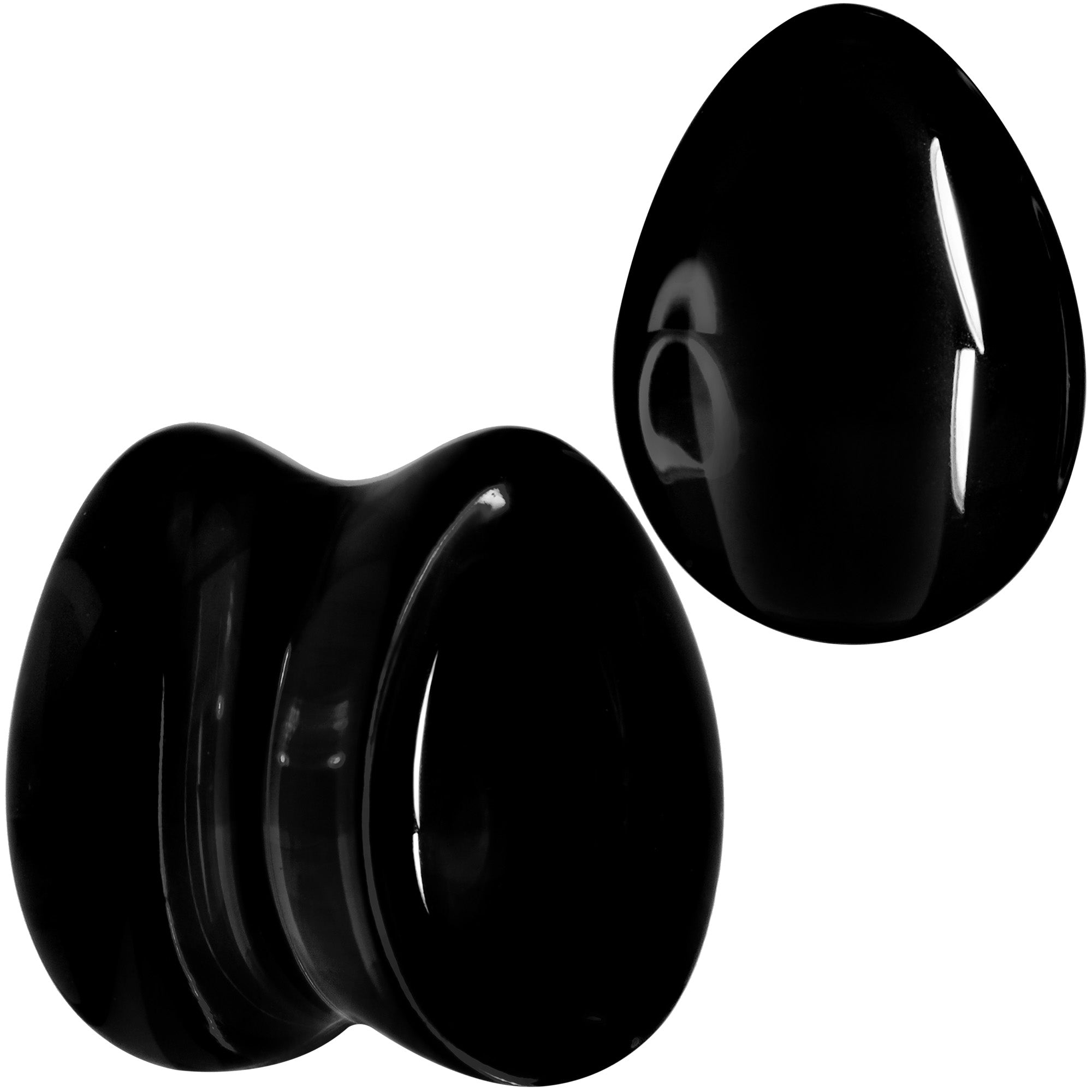 BodyCandy Solid Black Glass Teardrop Plug Set — alternative angle