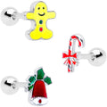 BodyCandy 16G 1/4 Candy Gingerbread Christmas Cartilage Tragus Set of 3 — main product shot