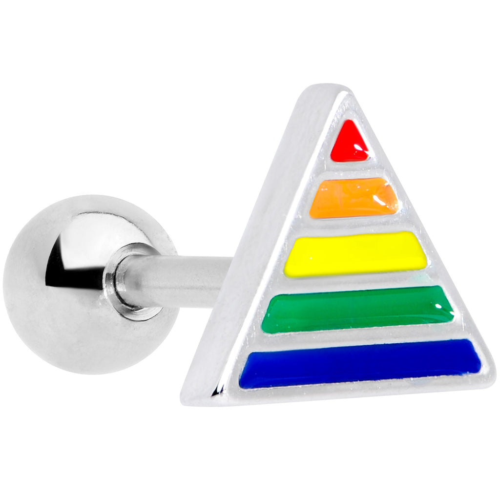 BodyCandy 16G 1/4 Rainbow Pride Triangle Cartilage Tragus Earring — main product shot
