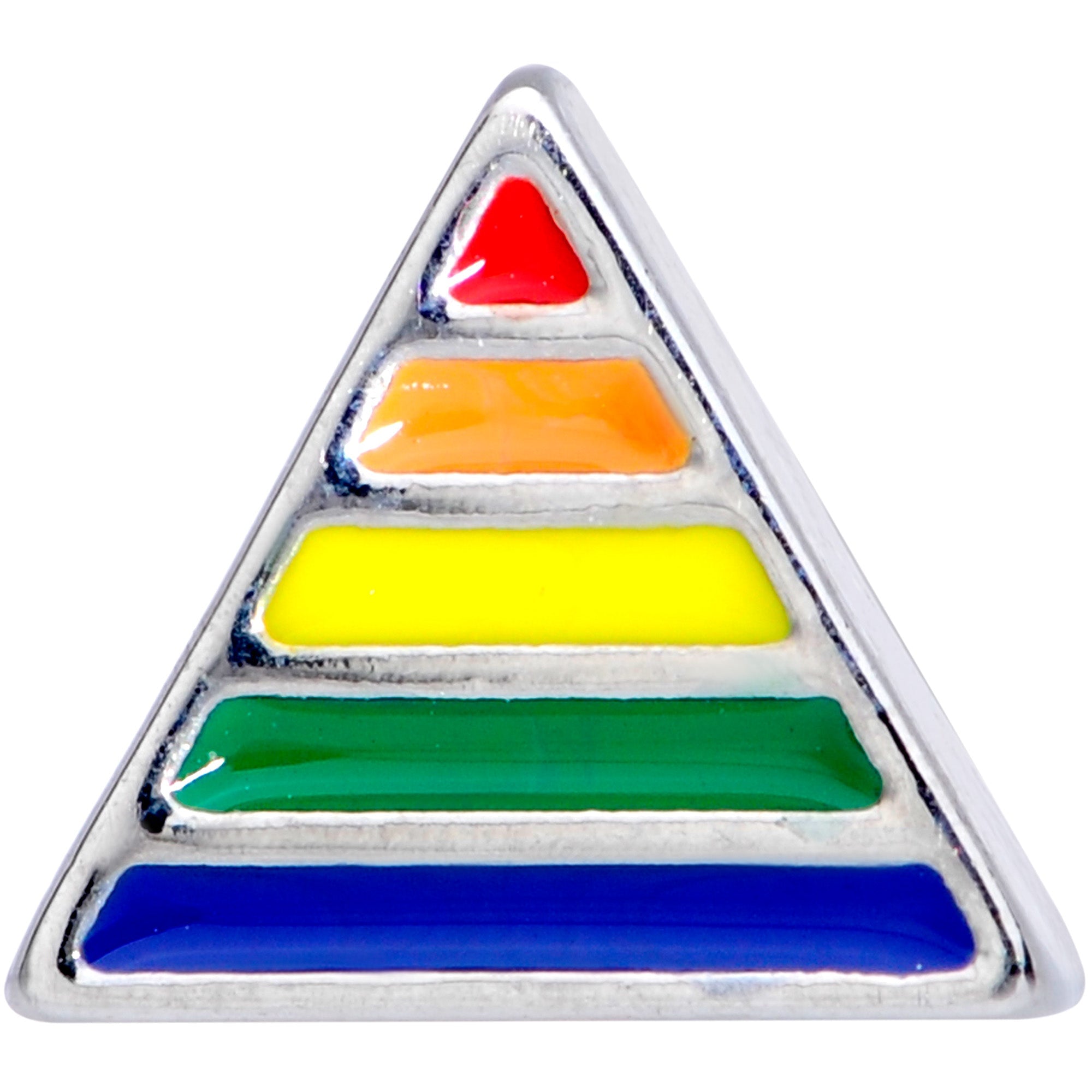 BodyCandy 16G 1/4 Rainbow Pride Triangle Cartilage Tragus Earring — detail close-up
