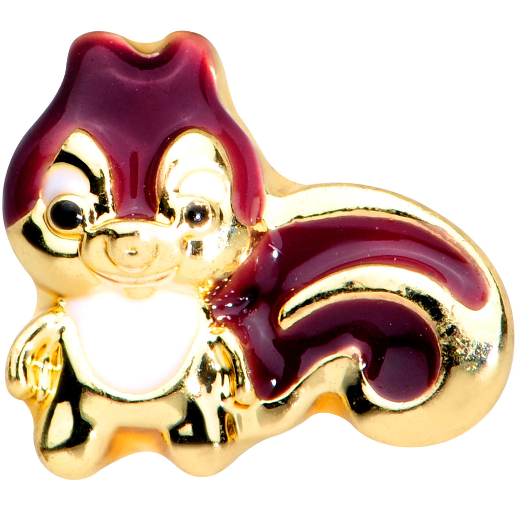 BodyCandy 16G 1/4 Gold Tone Squirrel Cartilage Tragus Earring — detail close-up