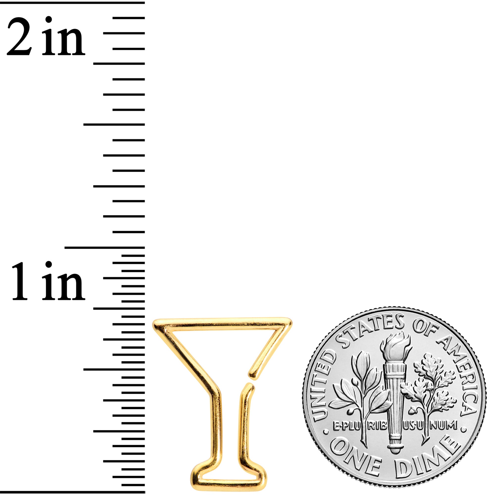 BodyCandy 16G 5/16 Gold Tone Bottoms Up Wine Glass Closure Ring — detail close-up