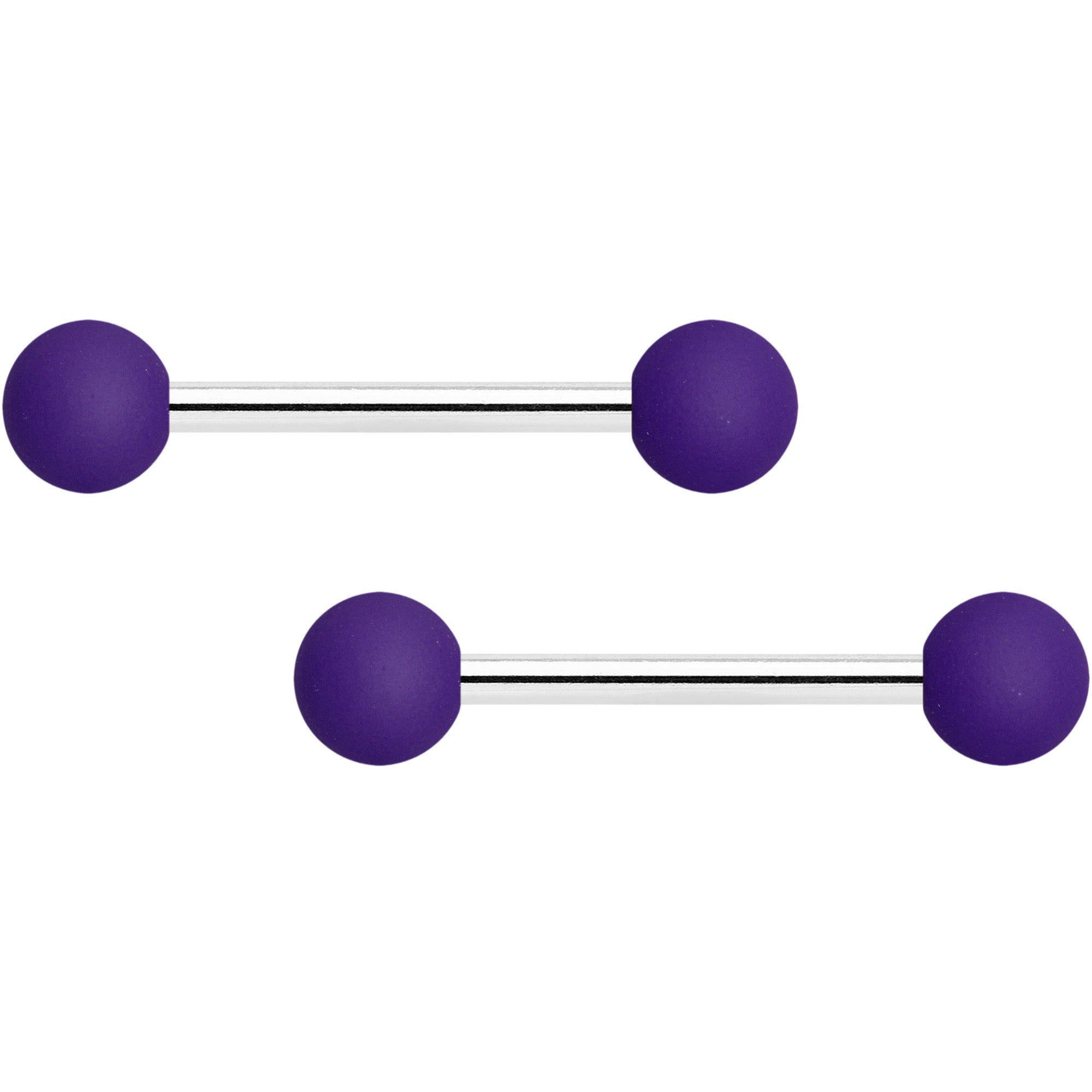 BodyCandy 14G 9/16 Purple Matte Barbell Nipple Ring Set — main product shot
