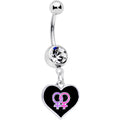 BodyCandy Clear Gem Lesbian Love Heart Dangle Belly Ring — main product shot