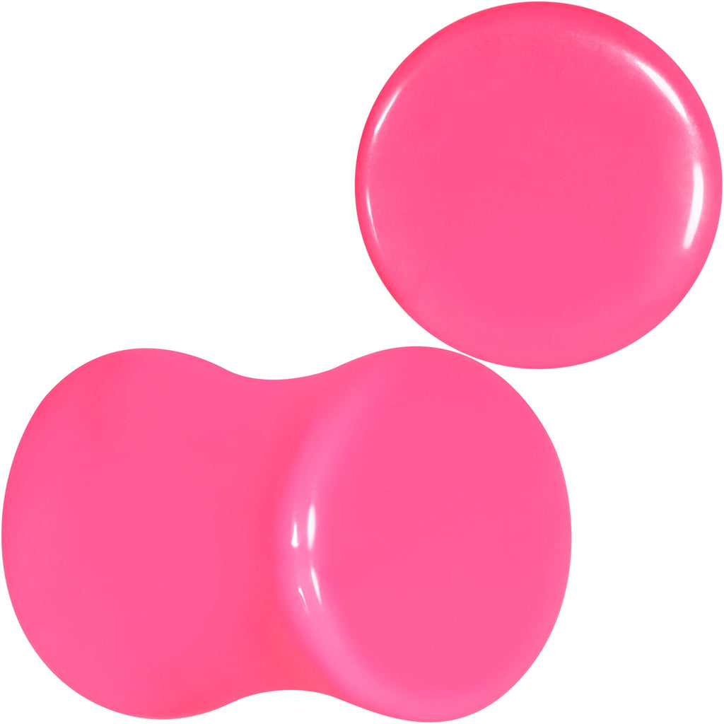 BodyCandy Hot Pink Acrylic Saddle Plug Set 8G to 00G — back view