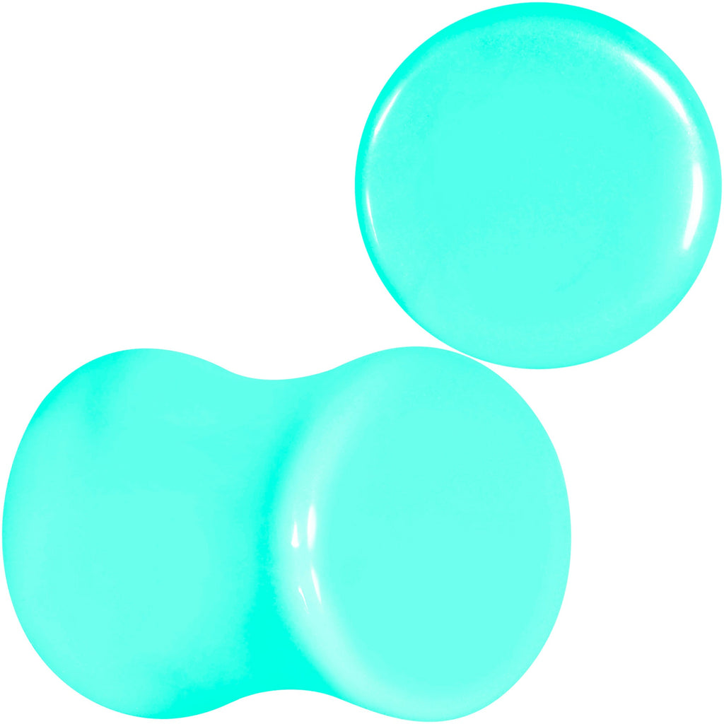 BodyCandy Aqua Acrylic Saddle Plug Set 8G to 00G — back view