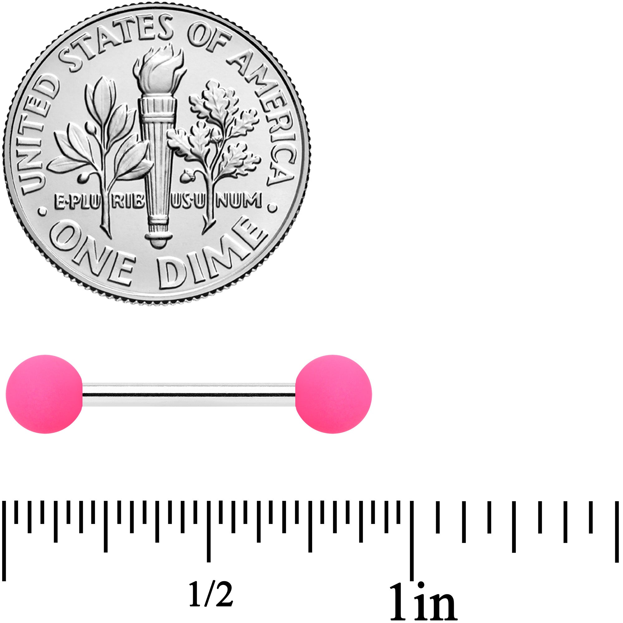 BodyCandy 14G 9/16 Mint Green Hot Pink Matte Barbell Nipple Ring Set of 4 — side view