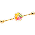 BodyCandy 14G Gold Tone Rainbow Grapefruit Industrial Barbell 38mm — main product shot