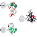 BodyCandy 16G 5/16 Red Gem Candy Christmas Labret Monroe Tragus Set of 3 — main product shot