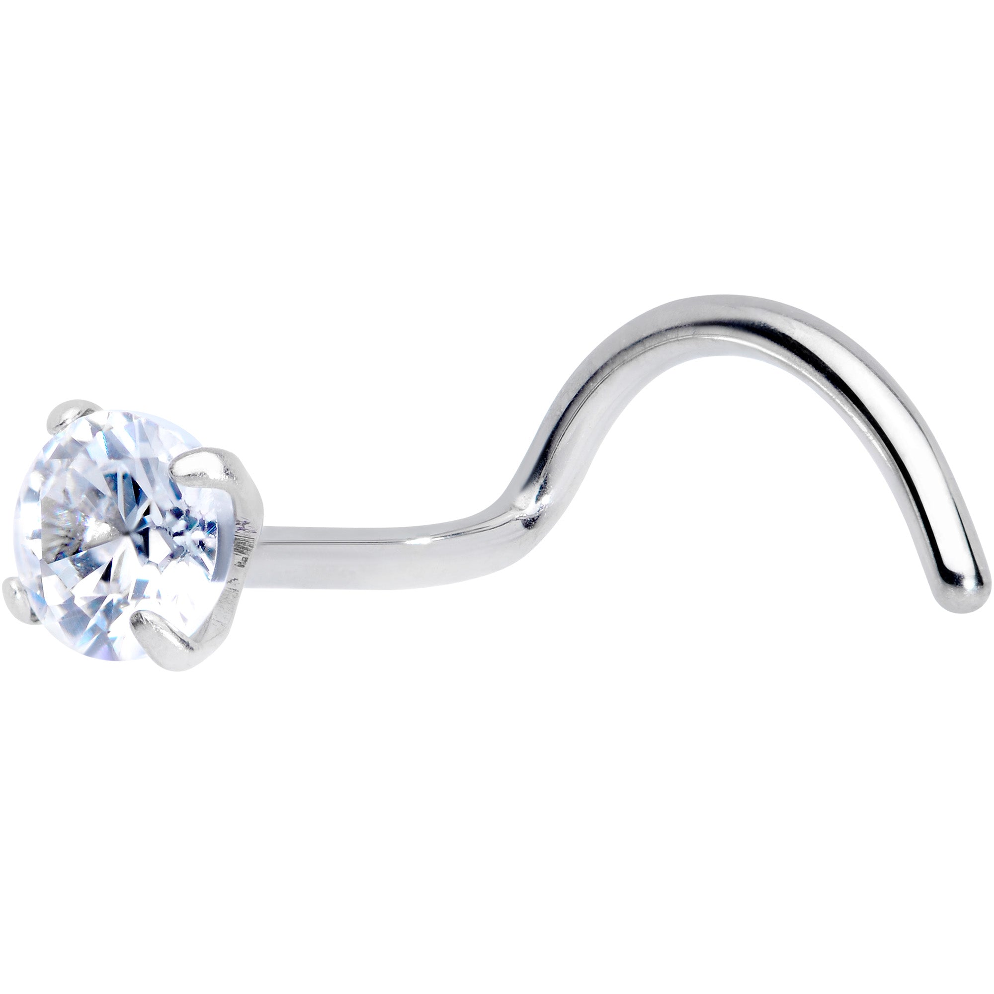 BodyCandy 20G 7mm Clear 3mm CZ Gem Grade 23 Titanium Left Nose Ring Screw — main product shot