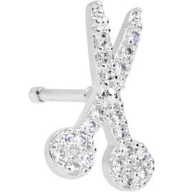 20G 1/4 Clear CZ Gem Shear Scissors Nose Bone