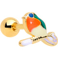 BodyCandy 16G 1/4 Green Gem Gold Tone Perched Bird Cartilage Tragus — main product shot