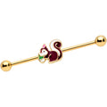 BodyCandy 14G Gold Tone Snacking Squirrel Industrial Barbell 38mm — main product shot