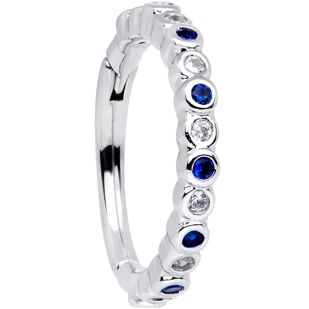 BodyCandy 16G 3/8 Clear Blue CZ Gem Classic Circles Hinged Segment Ring — main product shot